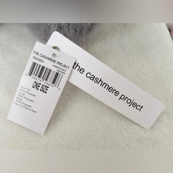 The Cashmere Project Faux Fur Fuzzy Belt Bag Fanny Pack Gray Siper Soft NEW